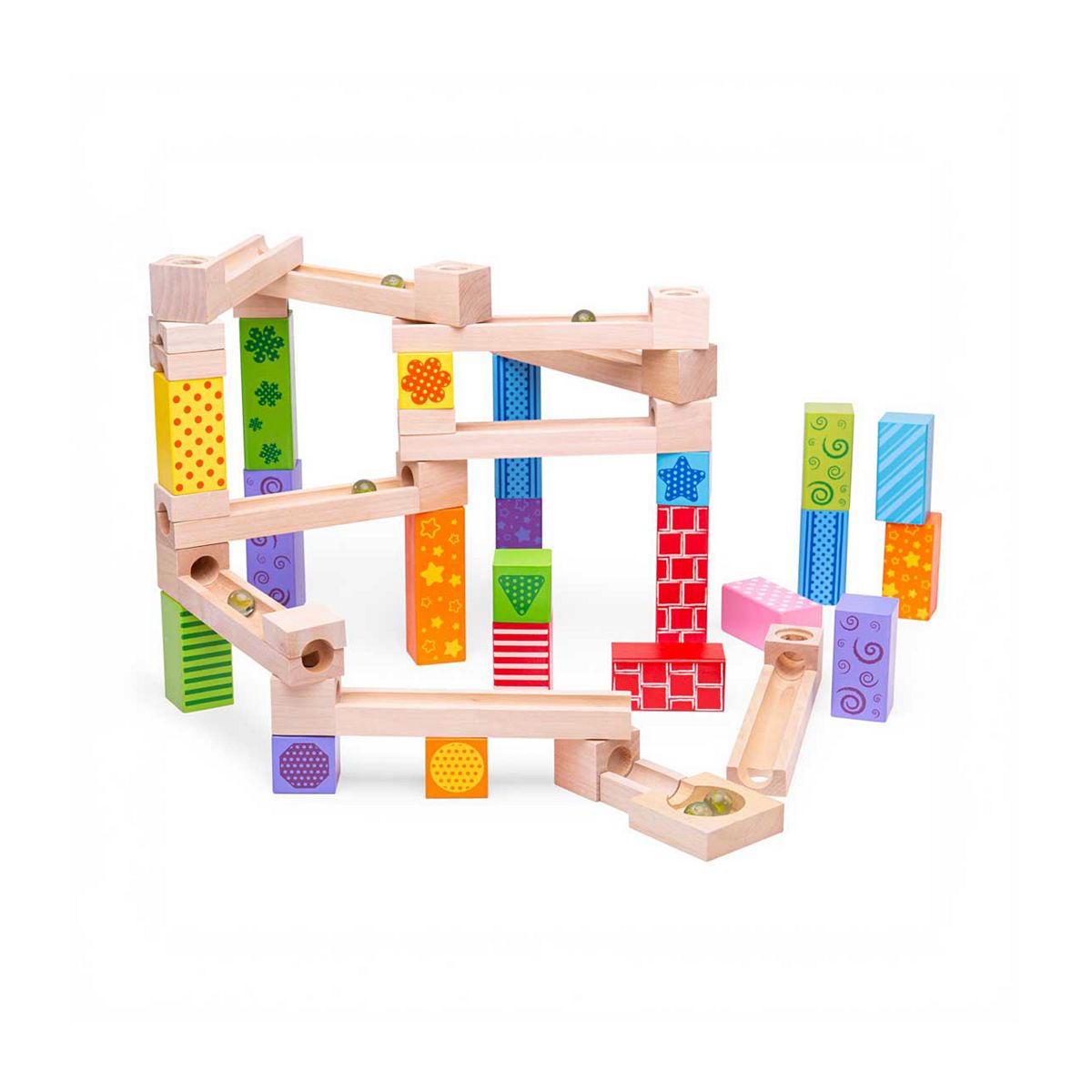 Bigjigs Toys Wooden Marble Run - 53 Piece