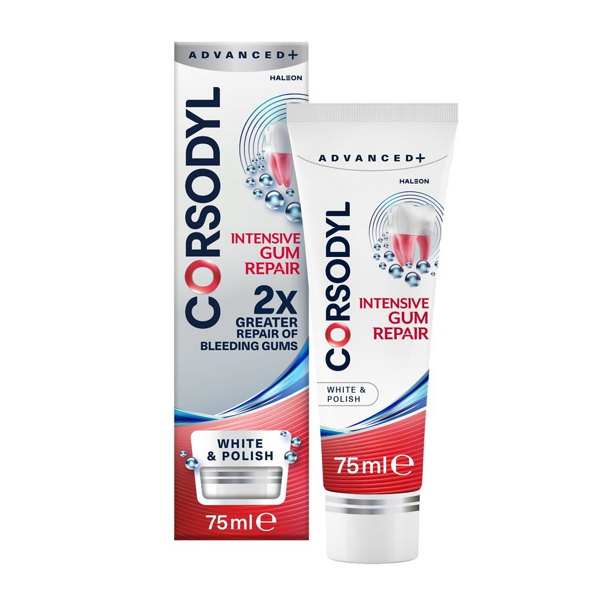 Corsodyl Advanced Plus Intensive Gum Repair Toothpaste White & Polish 75Ml