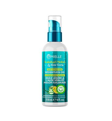 Click to view product details and reviews for Mielle Kalahari Melon Aloe Vera Deep Hydration Weightless Oil 118ml.