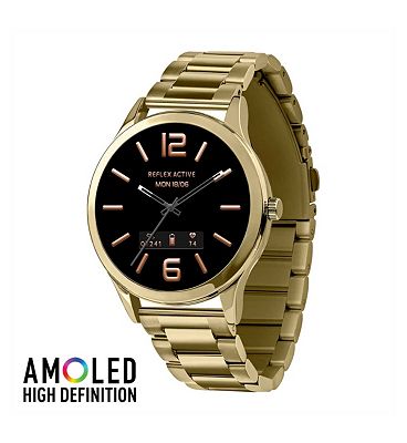 Click to view product details and reviews for Reflex Active Series 31 Gold Stainless Steel Strap Amoled Smart Calling Watch.