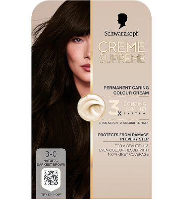Schwarzkopf Creme Supreme 3-0 Natural Darkest Brown Permanent Hair Dye