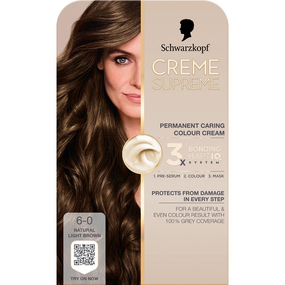 Schwarzkopf Creme Supreme 6-0 Natural Light Brown Permanent Hair Dye