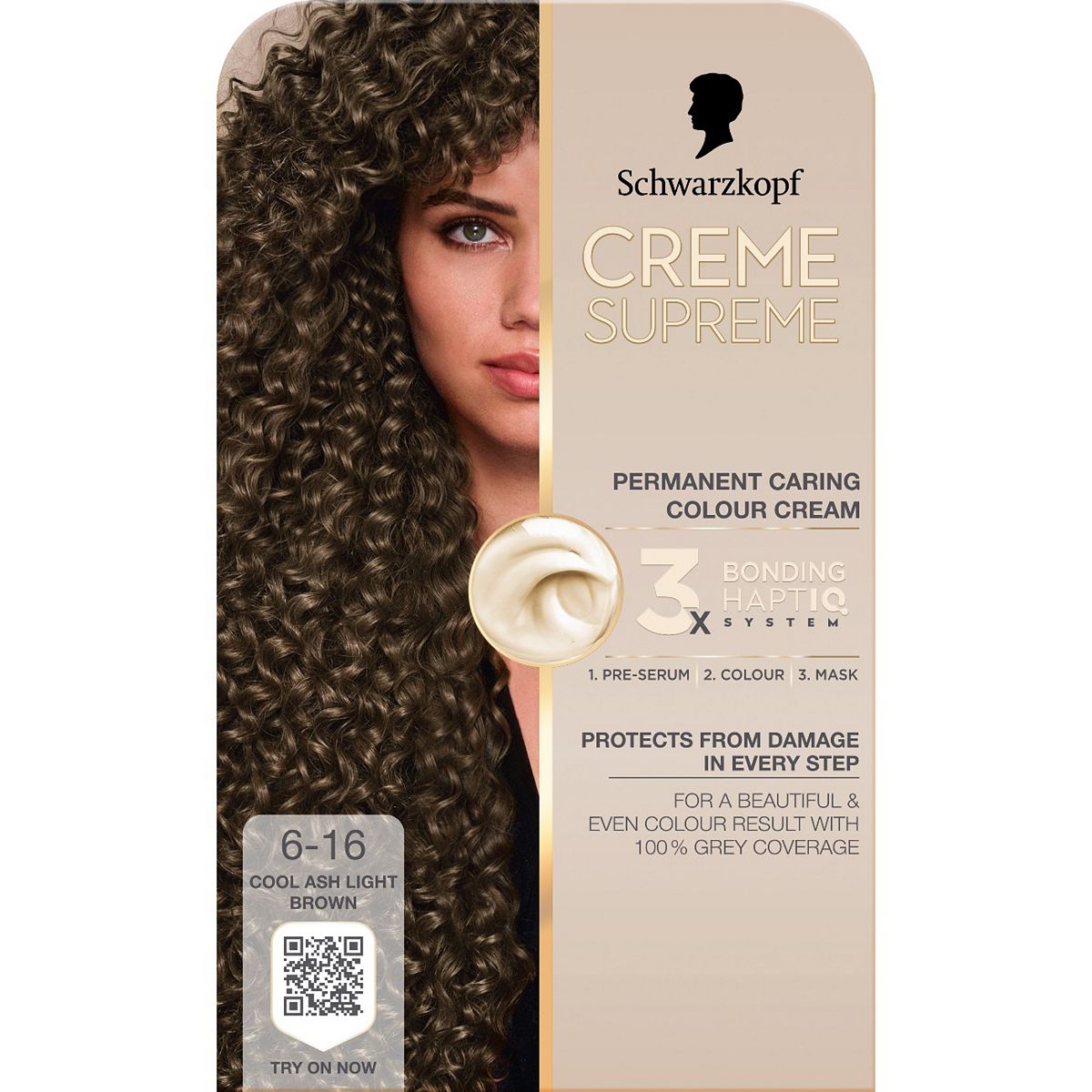 Schwarzkopf Creme Supreme 6-16 Cool Ash Light Brown Permanent Hair Dye