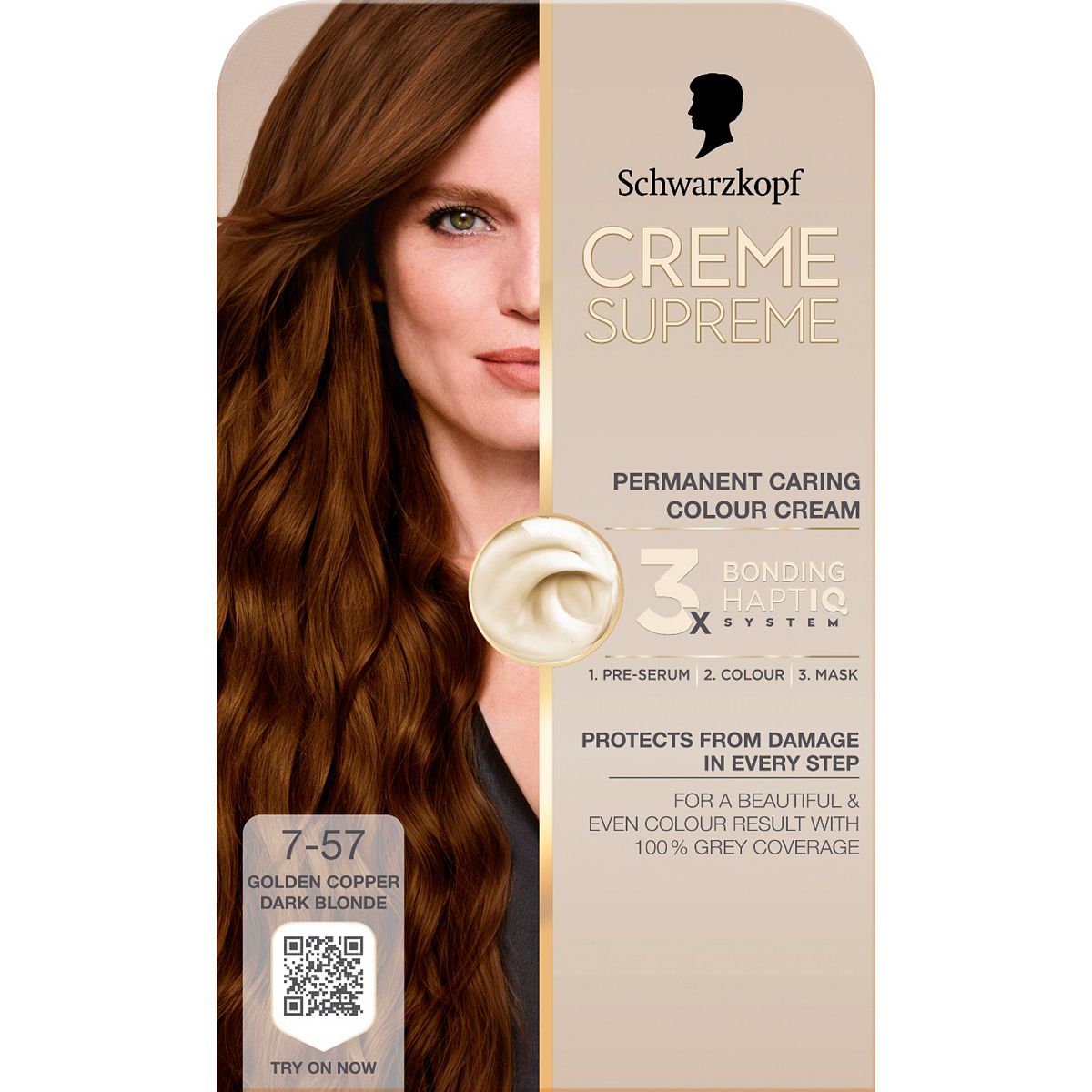 Schwarzkopf Creme Supreme 7-57 Golden Copper Dark Blonde Permanent Hair Dye