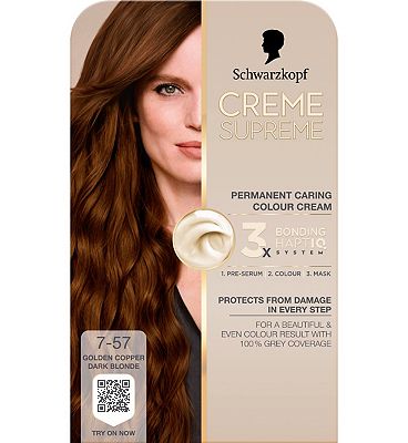 Schwarzkopf Creme Supreme 7-57 Golden Copper Dark Blonde Permanent Hair Dye