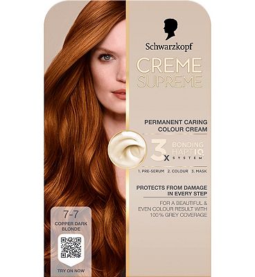 Schwarzkopf Creme Supreme 7-7 Copper Dark Blonde Permanent Hair Dye
