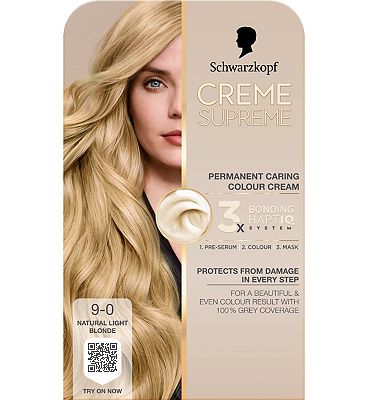 Schwarzkopf Creme Supreme 9-0 Sienna Miller Natural Light Blonde Permanent Hair Dye