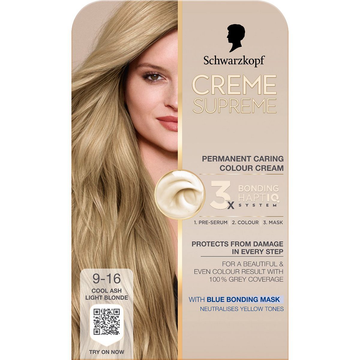 Schwarzkopf Creme Supreme 9-16 Cool Ash Light Blonde Permanent Hair Dye