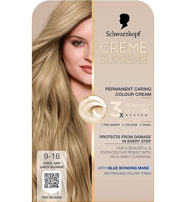 Schwarzkopf Creme Supreme 9-16 Cool Ash Light Blonde Permanent Hair Dye