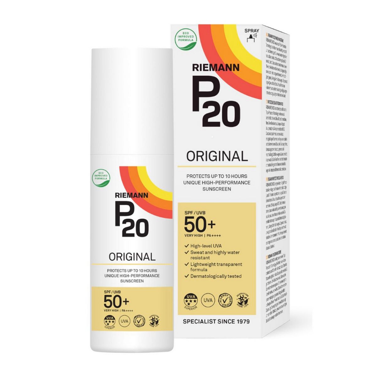 P20 Riemann Original Spf50+ Sun Cream Spray 85ml