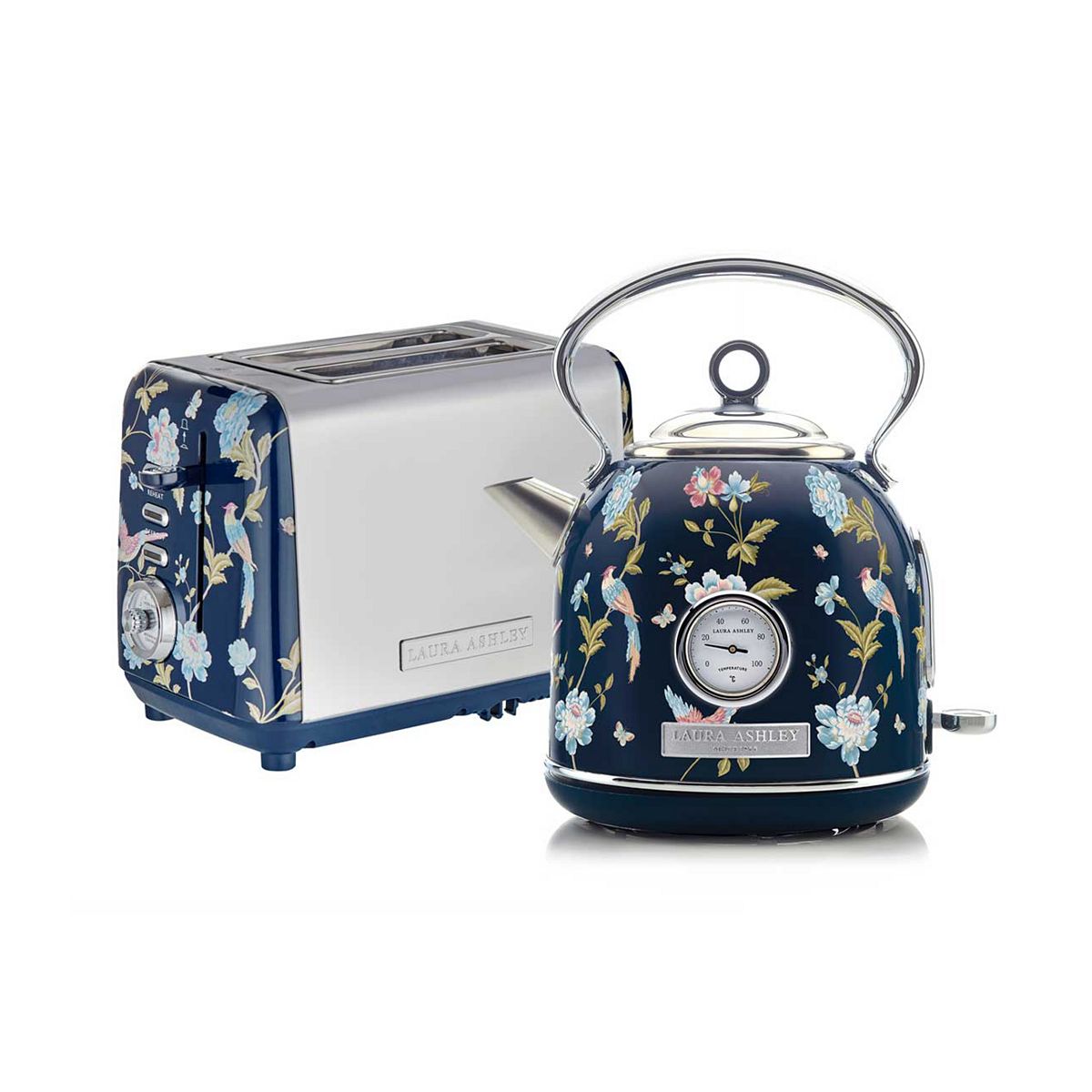 Vq Laura Ashley 1.7L Dome Kettle And 2 Slice Toaster Elveden Navy
