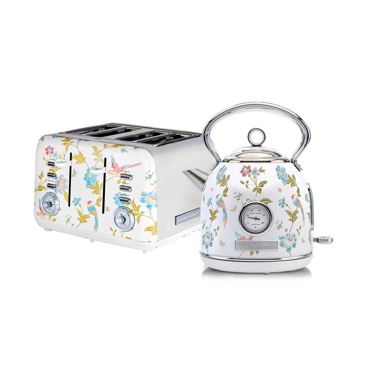 Vq Laura Ashley 1.7L Dome Kettle And 4 Slice Toaster Elveden White