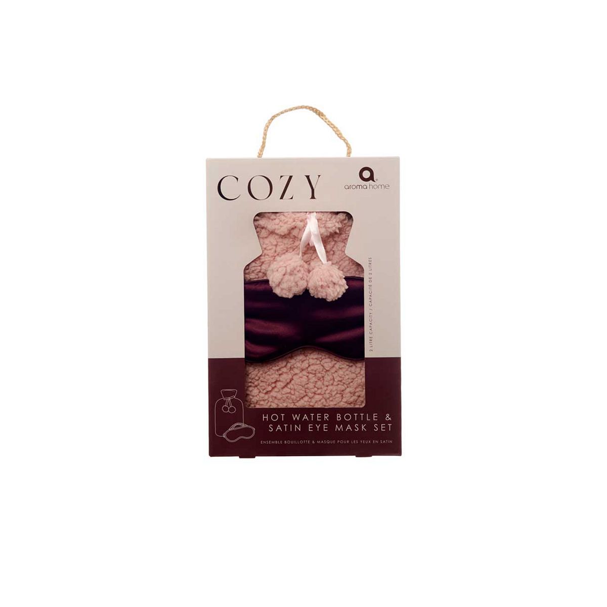 Aroma Home Pink Teddy Hot Water Bottle & Eye Mask 2L