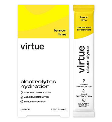 Click to view product details and reviews for Virtue Electrolytes Hydration Powder Lemon Lime 12 Sachets.