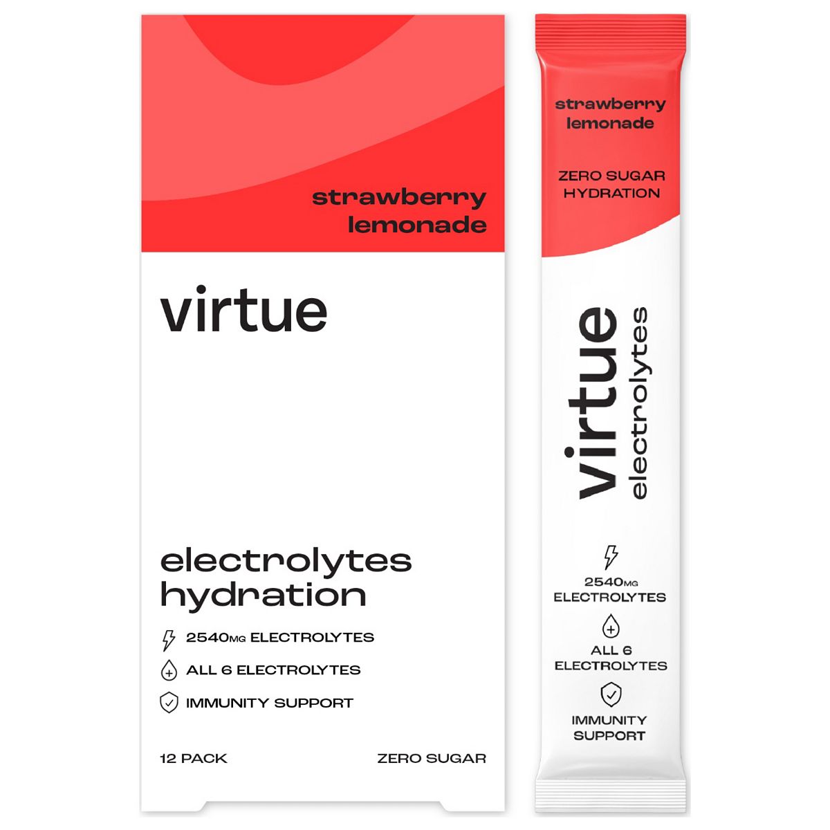 Virtue Drinks Virtue Electrolytes Hydration Powder Strawberry Lemonade 12 Sachets, 8G