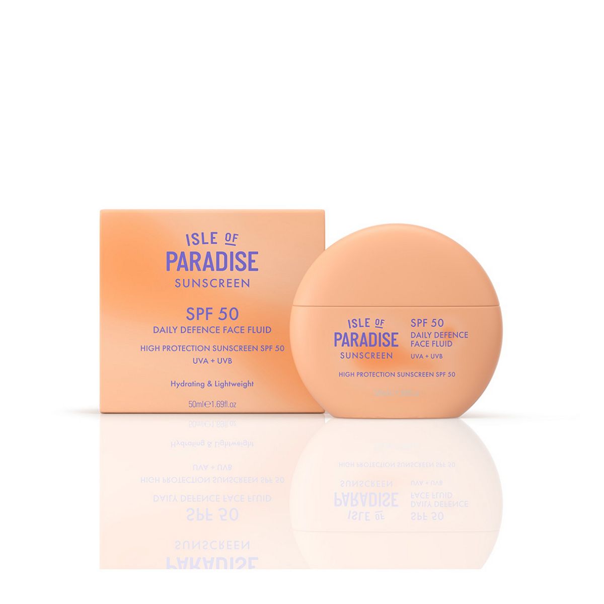 Isle Of Paradise Sunscreen Spf 50 Daily Defence Face Fluid 1.69 Fl. Oz/50 Ml Bottle