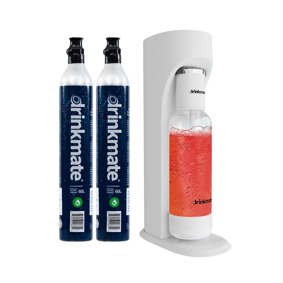Drinkmate Omnifizz Carbonator Classic White With 2 Co2 Cylinders