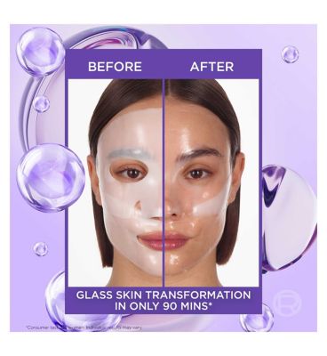L'Oreal Paris Revitalift Glass Skin Hydrogel Glow Mask 4x, Korean Skincare Inspired Face Masks, 4pc (5)