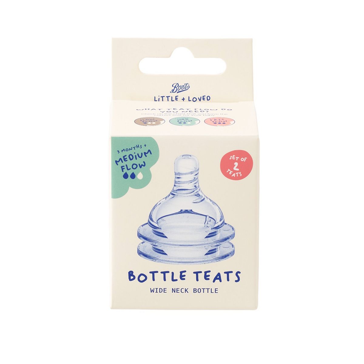   Little + Loved Baby Medium Flow Wide Neck Teats 2S