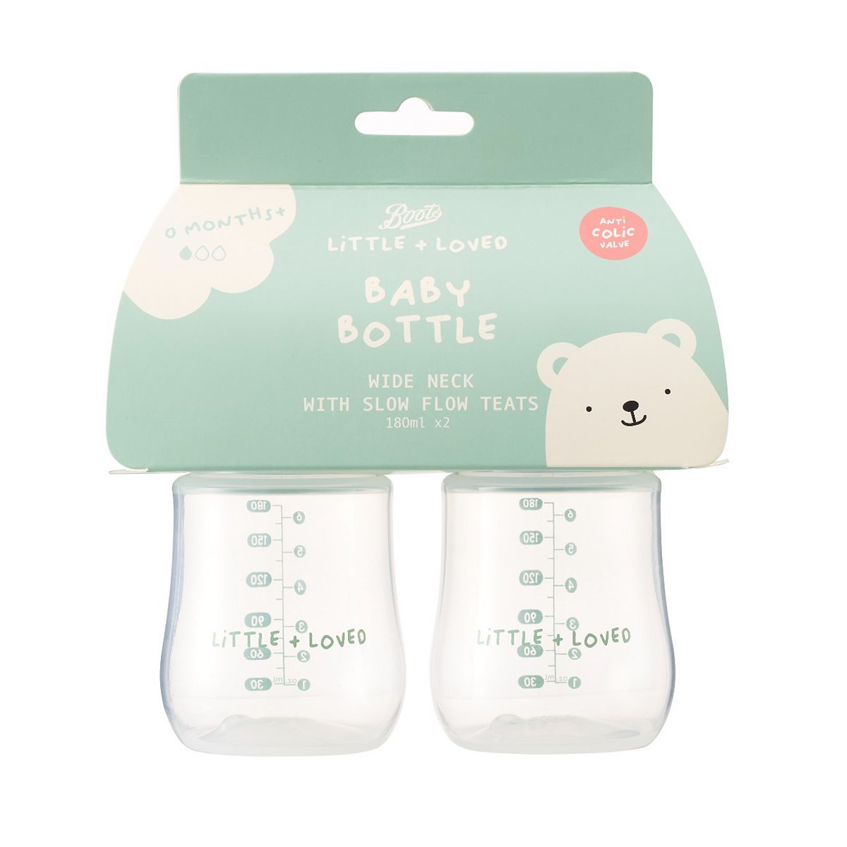   Little + Loved Baby Wide Neck Bottles 180Ml 2S