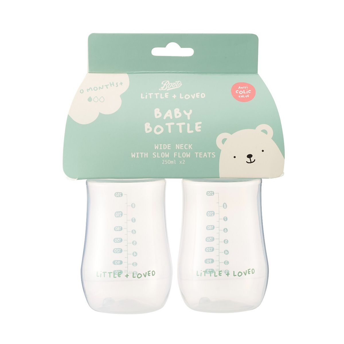   Little + Loved Baby Wide Neck Bottles250 Ml 2S, 250Ml Multicolor