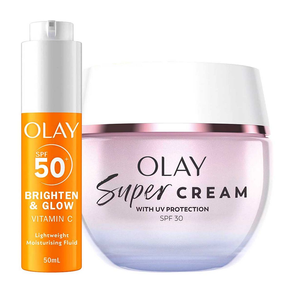 Olay Super Cream Face Moisturiser & Vit C Fluid Bundle