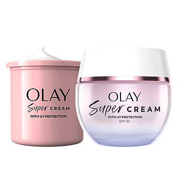 Olay Super Cream Face Moisturiser & Olay Super Serum Face Moisturiser With Spf30 Refill Bundle