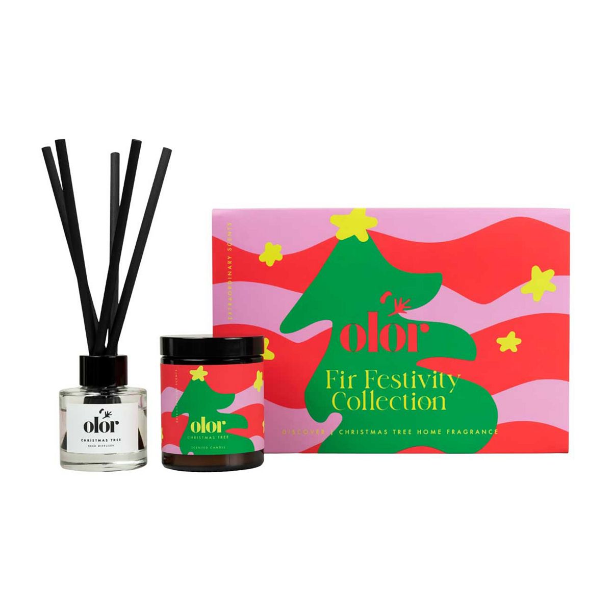 Olor Fir Festivity Collection Candle And Diffuser Gift Set