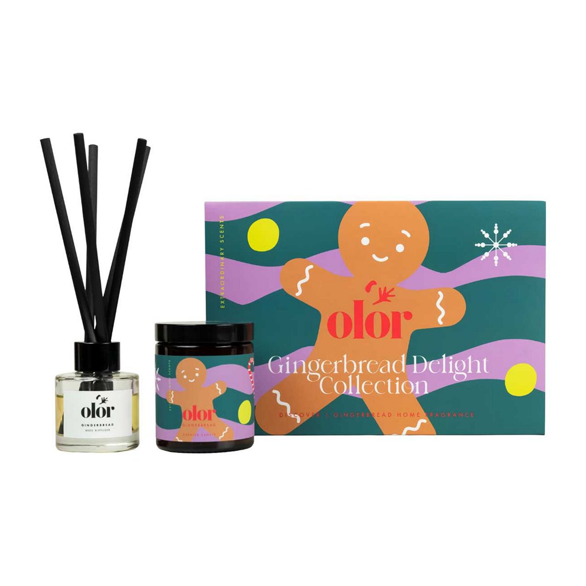 Olor Gingerbread Delight Collection Candle And Diffuser Gift Set