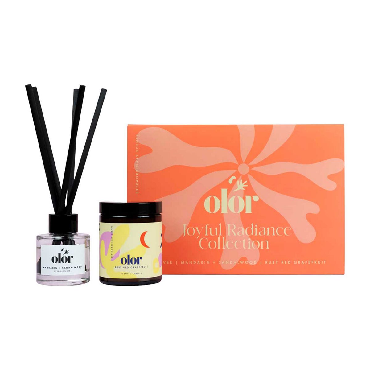 Olor Joyful Radiance Collection Candle And Diffuser Gift Set