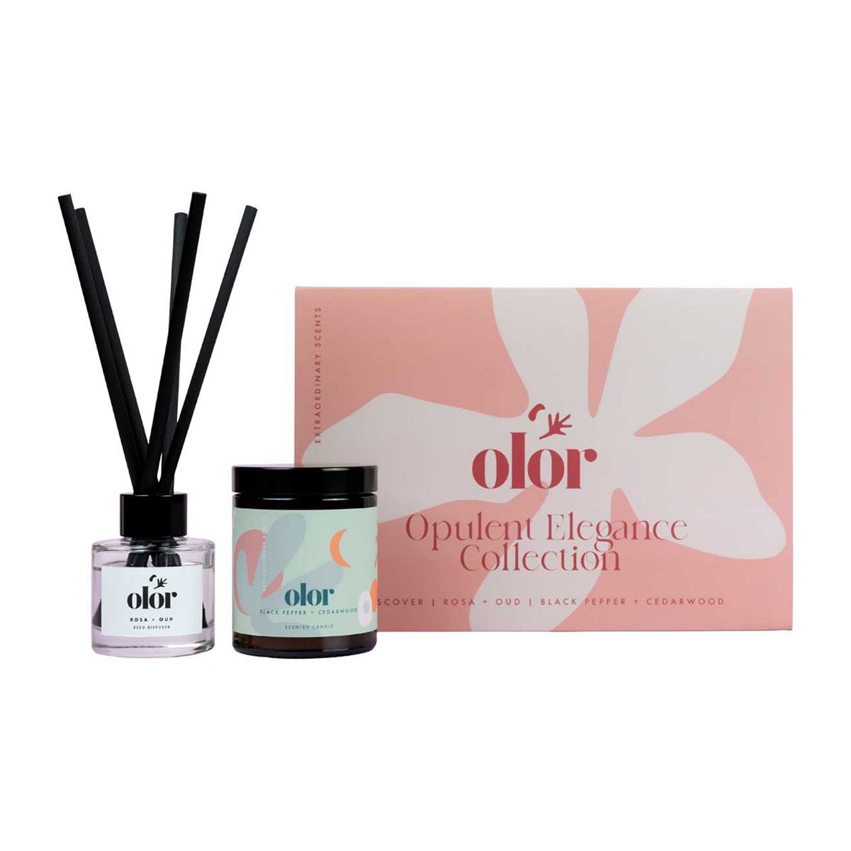 Olor Opulent Elegance Collection Candle And Diffuser Gift Set