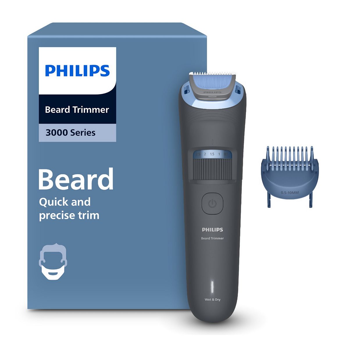 Philips Beard Trimmer 3000 Series - Self-Sharpening Blades With Round Tips, Lift&Trim Comb, Usb Charging, Bt3617/15