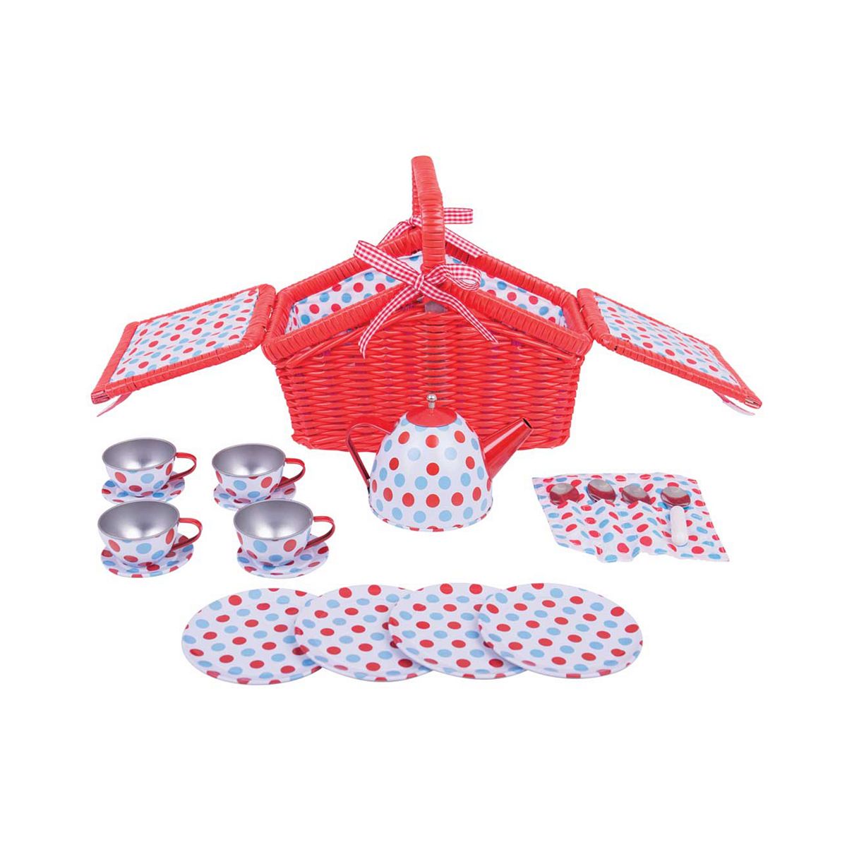 Bigjigs Toys Children's Spotted Basket Tea Set