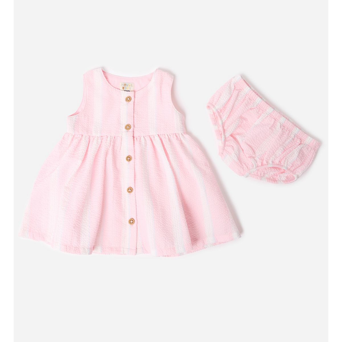 Maybe Baby Stripe Dress And Brief Multicolor