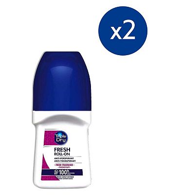Triple Dry Fresh Fragrance Anti-Perspirant Roll On 100Hr X2 Bundle, 50ml