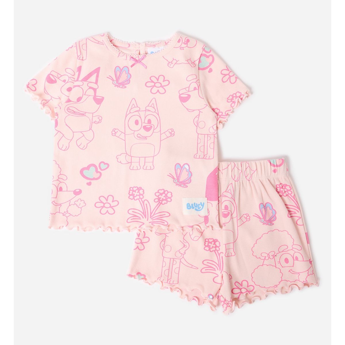 Bluey Aop Rib Shortie Pyjama Multicolor
