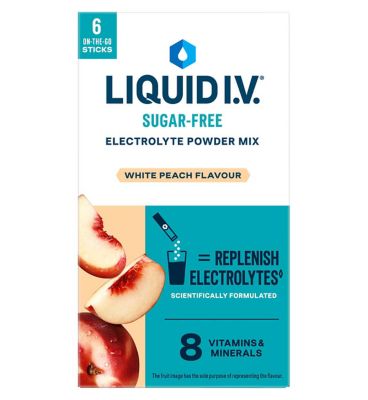 Liquid I.V.® Sugar Free White Peach Electrolyte Powder Mix 6 Sachets