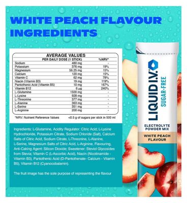 Liquid I.V.® Sugar Free White Peach Electrolyte Powder Mix 6 Sachets (2)