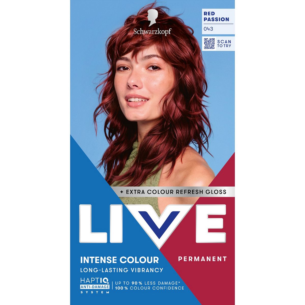 Schwarzkopf Live Intense Colour 043 Red Passion Permanent Hair Dye