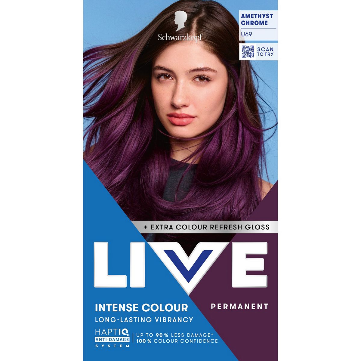 Schwarzkopf Live Intense Colour U69 Amethyst Chrome Permanent Hair Dye
