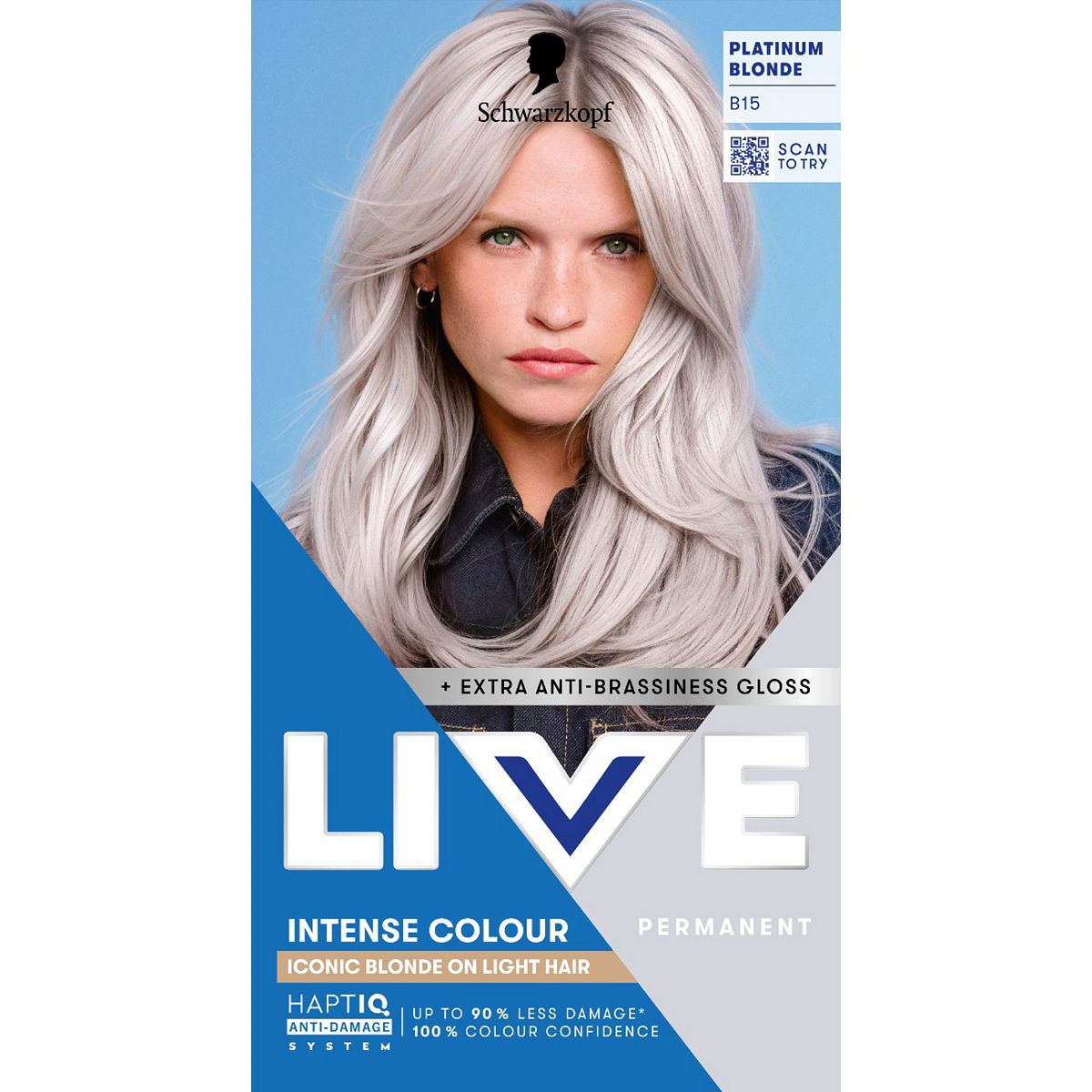 Schwarzkopf Live Intense Colour B15 Platinum Blonde Permanent Hair Dye