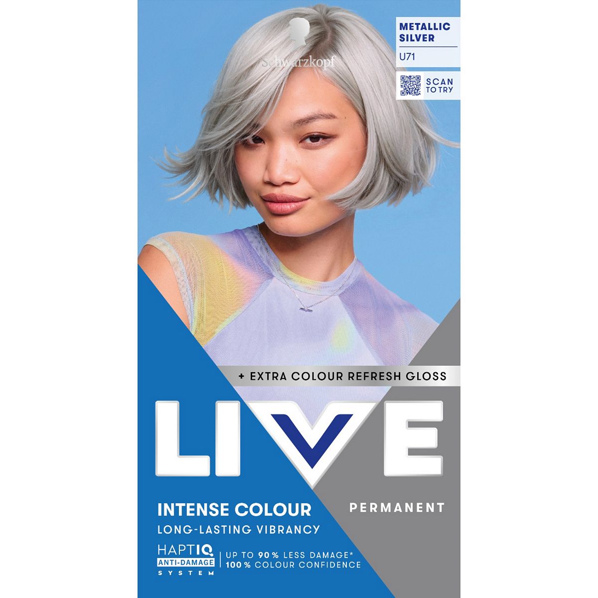 Schwarzkopf Live Intense Colour U71 Metallic Silver Permanent Hair Dye