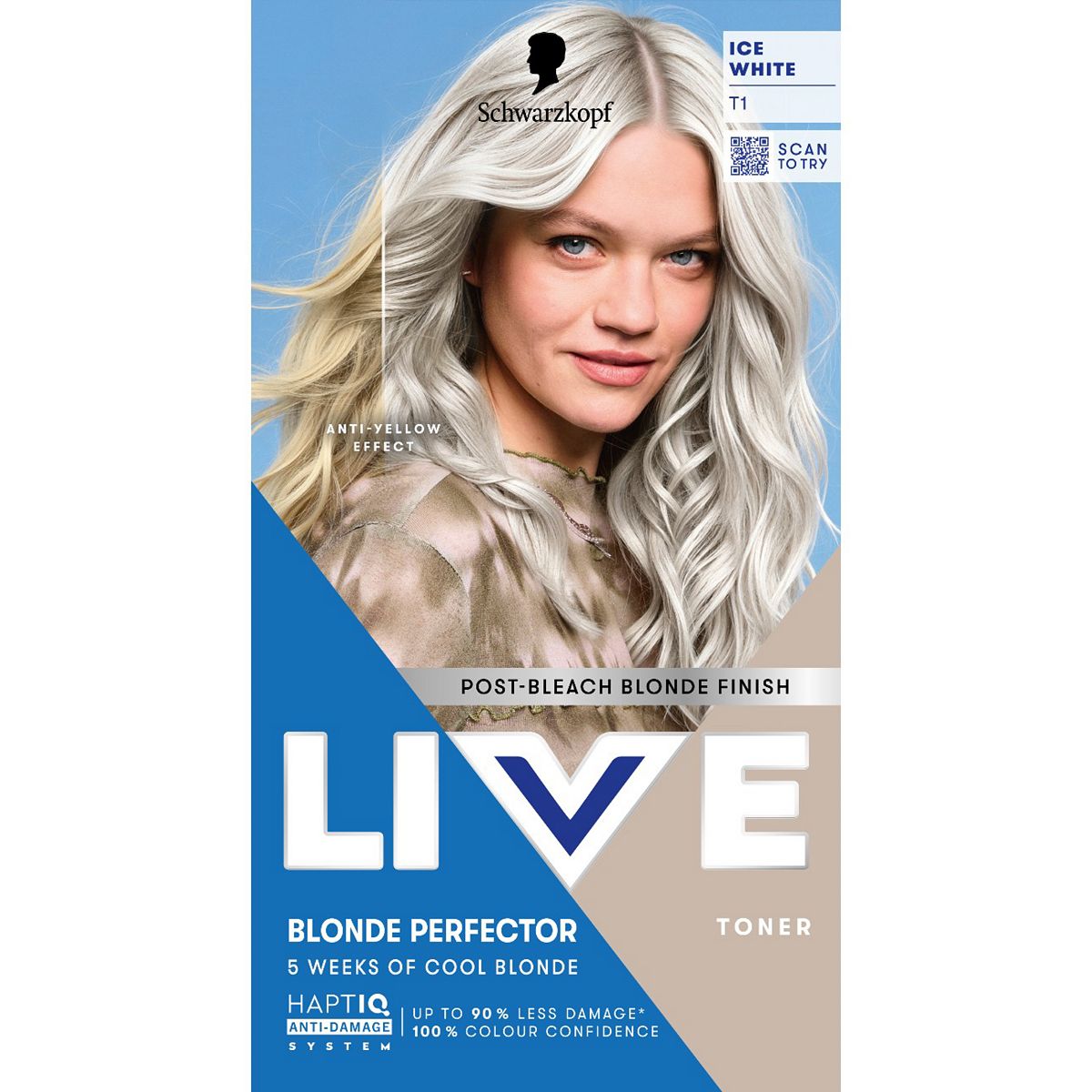Schwarzkopf Live Blonde Perfector T1 Ice White Post Bleach Hair Toner