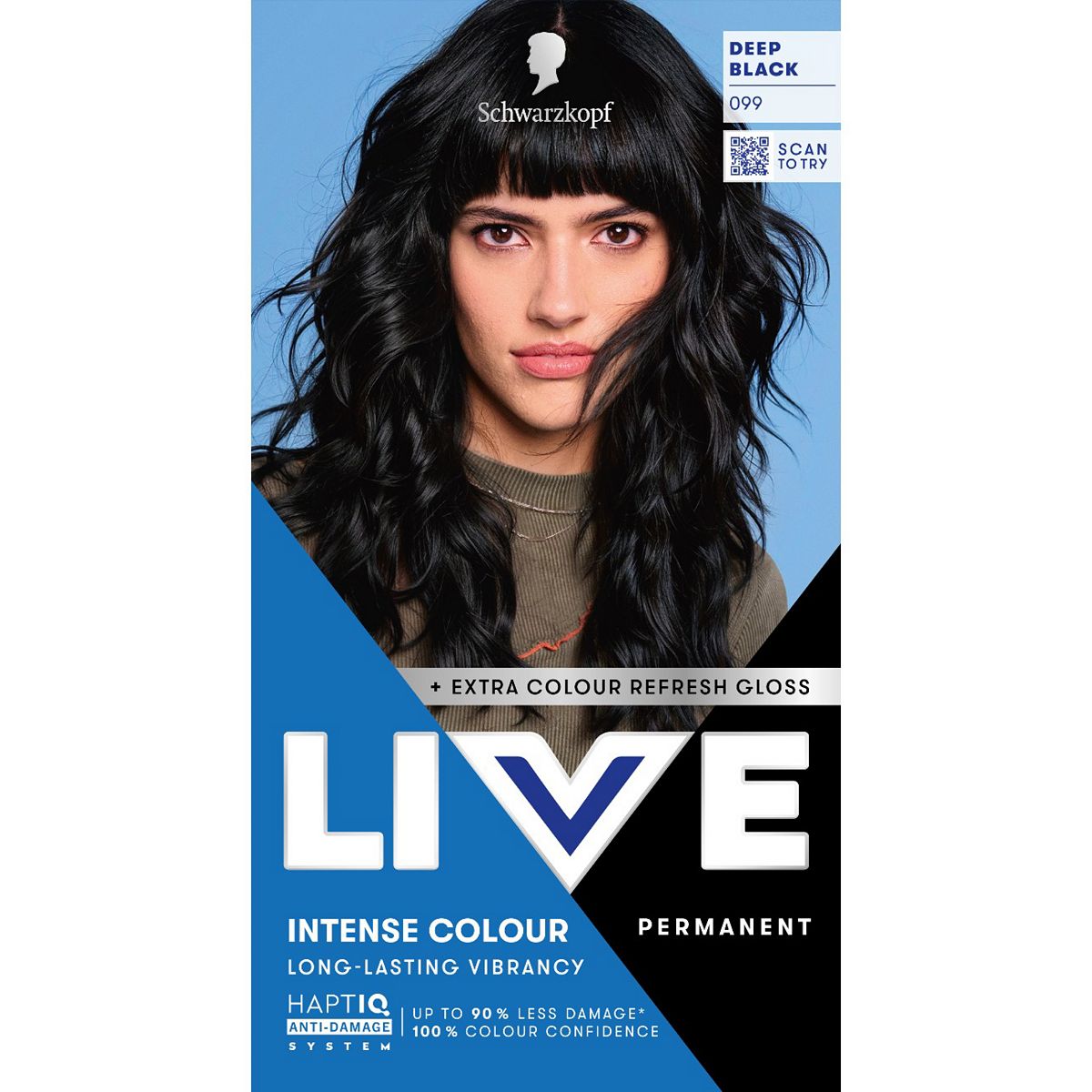 Schwarzkopf Live Intense Colour 099 Deep Black Permanent Hair Dye