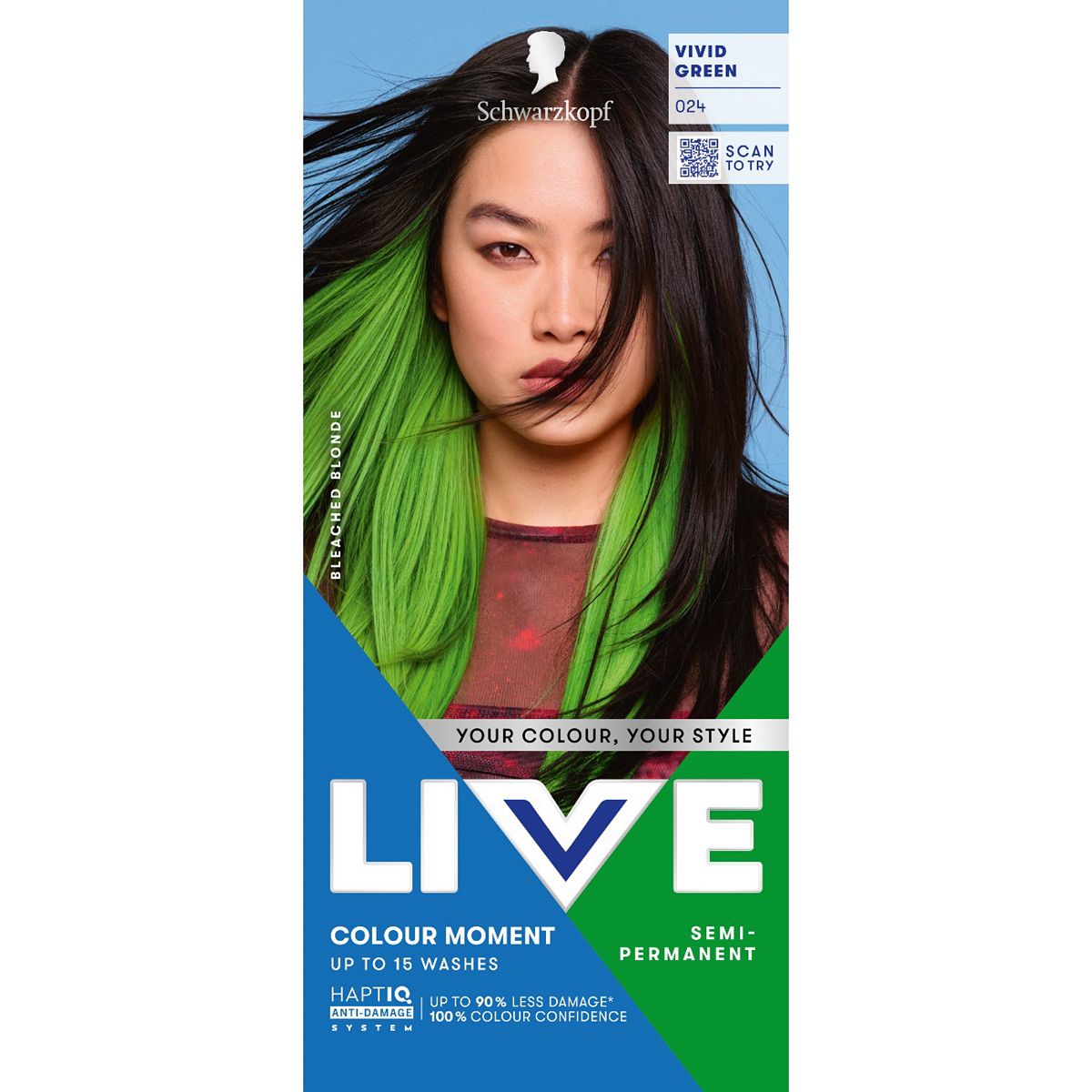 Schwarzkopf Live Colour Moment 024 Vivid Green Semi-Permanent Hair Dye