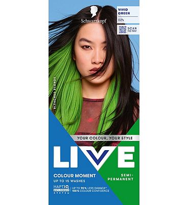 Click to view product details and reviews for Schwarzkopf Live Colour Moment 024 Vivid Green Semi Permanent Hair Dye.