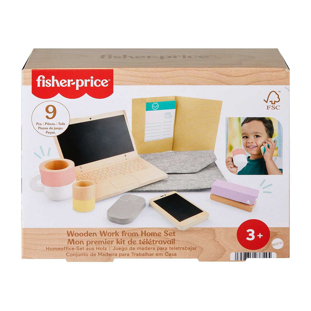 Fisher Price Mattel Wooden Work From Home Set
