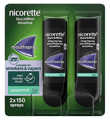 Nicorette Quickmist Spearmint /spray Mouthspray - 2 X 150 Sprays, 1mg