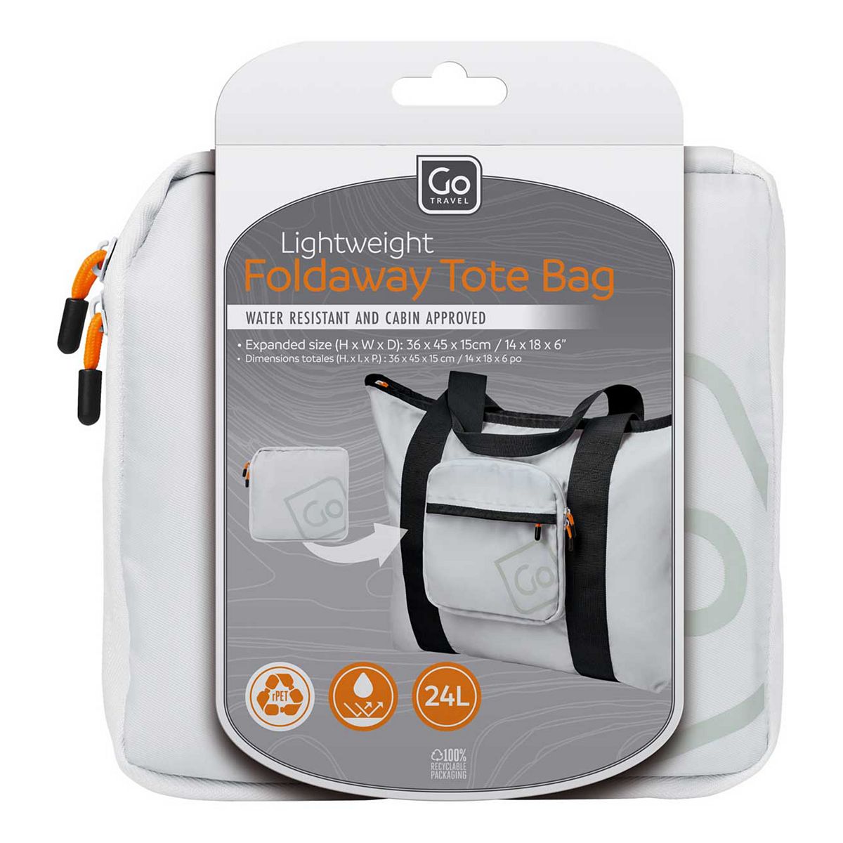 Go Travel Lightweight Foldaway Tote Bag Grey