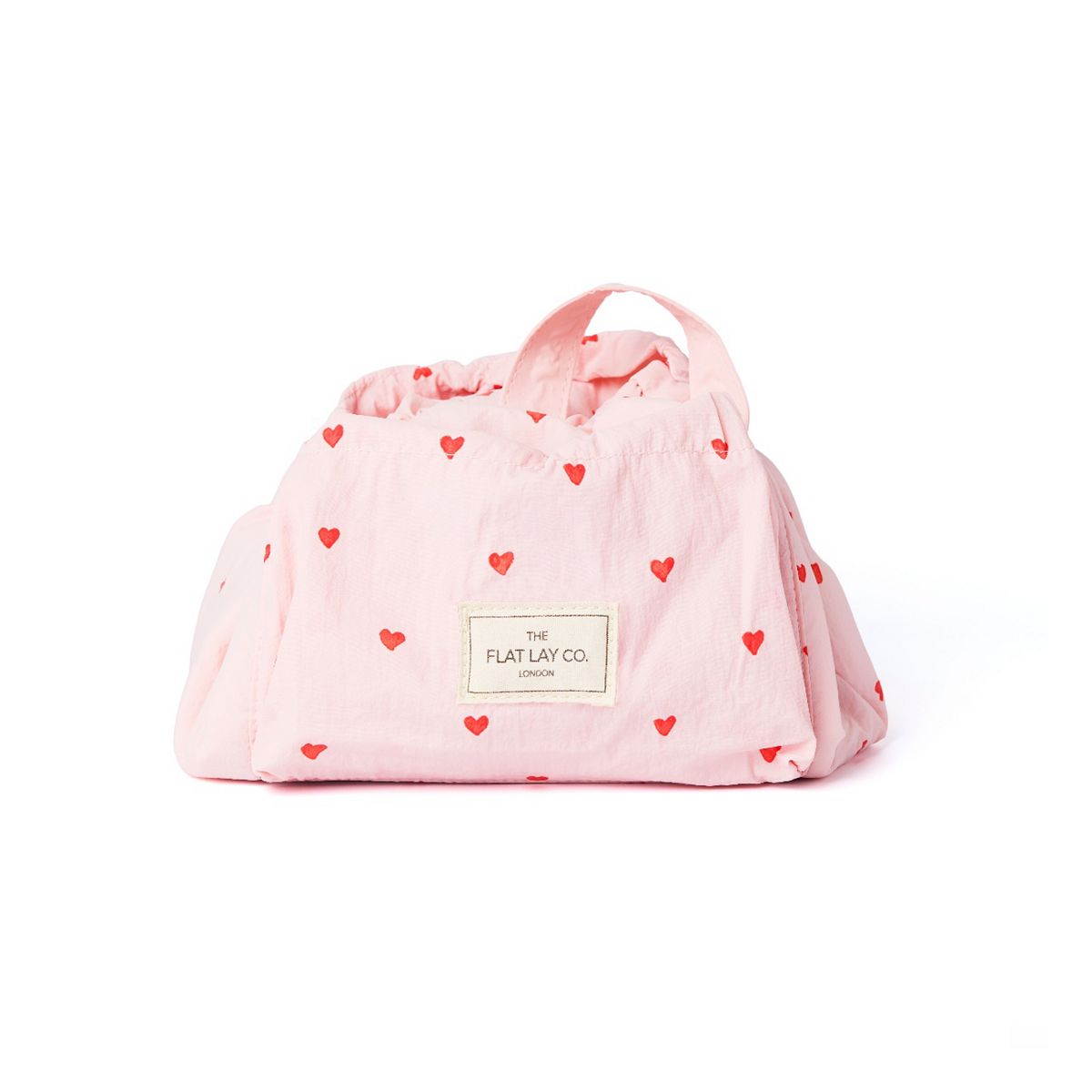 The Flat Lay Co Parachute Drawstring Flat Lay Makeup Bag Sweet Pink Hearts